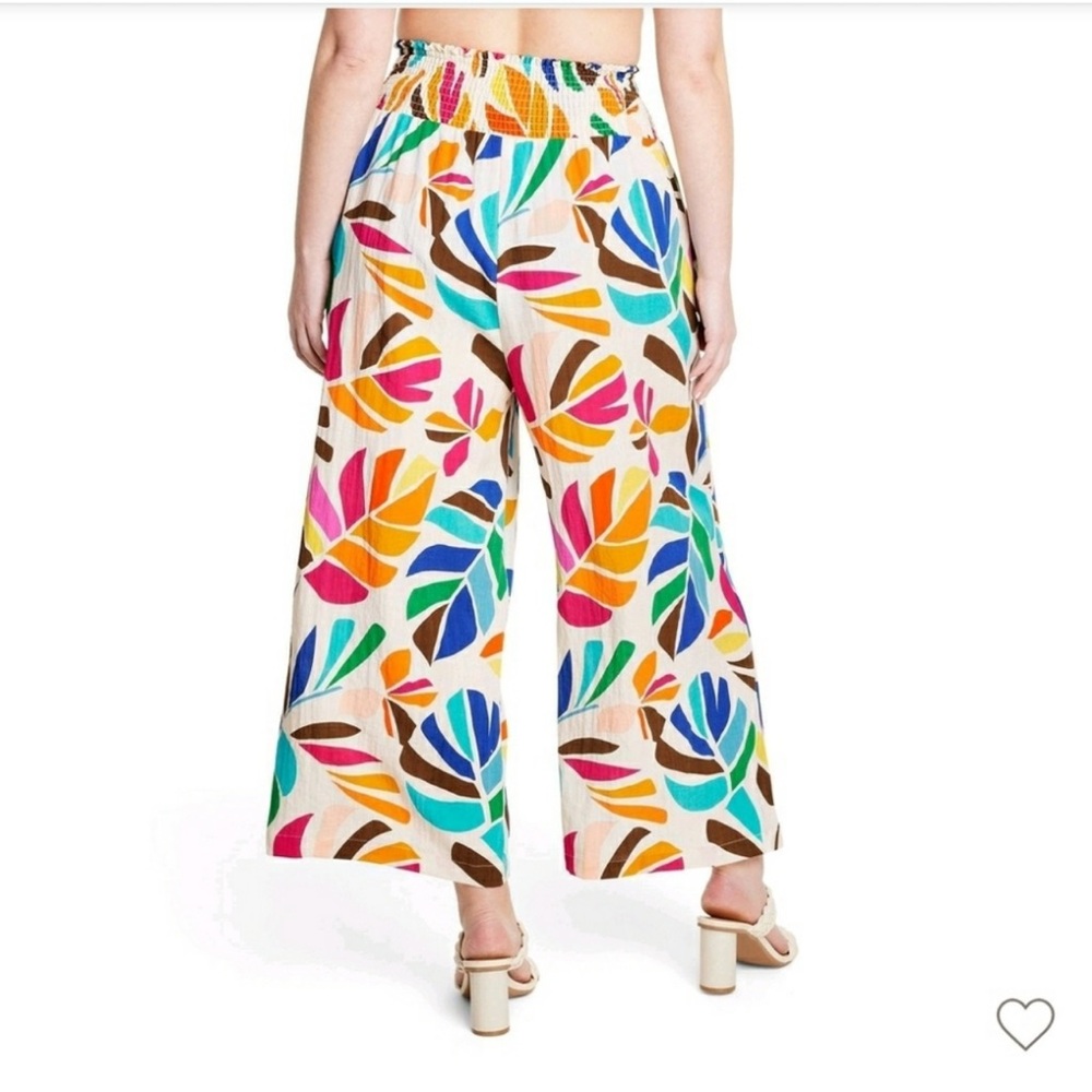 Tabitha Brown Target Wide Leg Pants Size Medium Botanical Cover Up Vacation - Picture 2 of 11